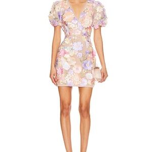 Elliatt Pastel Floral Appliqué Mini Dress